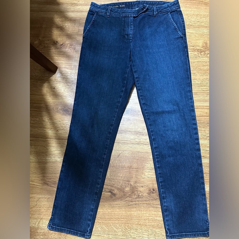 Talbots Jeans Womens Size 8/29 Modern Slim Ankle Button Tab Closure Denim Blue